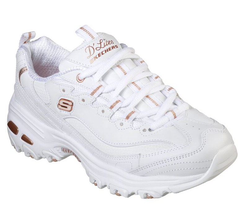 Skechers D'lites - Fresh Start - Womens Sneakers White/Rose Gold [AU-SM5141]